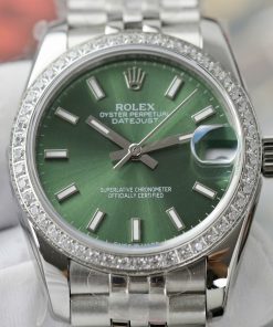 Đồng hồ Rolex DateJust Replica 11 nữ mặt xanh lá cây cọc số dạ quang 31mm (2)