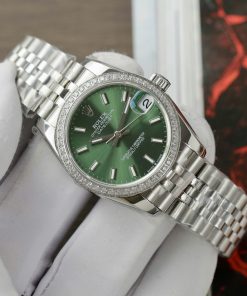 Đồng hồ Rolex DateJust Replica 11 nữ mặt xanh lá cây cọc số dạ quang 31mm (2)