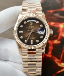 Đồng hồ Rolex Day-Date Fake 11 Cao Cấp mặt chocolate nhà máy EW 36mm (2)