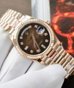 Đồng hồ Rolex Day-Date Fake 11 Cao Cấp mặt chocolate nhà máy EW 36mm (2)