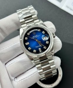 Đồng hồ Rolex Day-Date Fake 11 cao cấp mặt xanh blue nhà máy EW 36mm (2)