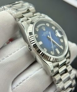 Đồng hồ Rolex Day-Date Fake 11 cao cấp mặt xanh blue nhà máy EW 36mm (2)