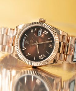 Đồng hồ Rolex Day-Date Rep 11 trọng lượng 186gram mặt chocolate nhà máy QF 40mm (2)