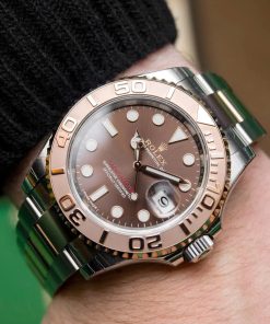 Đồng hồ Rolex Yacht-Master demi vàng hồng mặt số nâu Rep 11 cao cấp Clean factory 40mm (2)