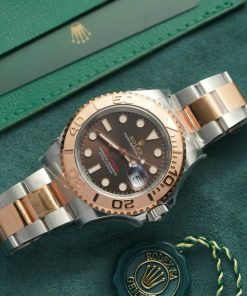 Đồng hồ Rolex Yacht-Master demi vàng hồng mặt số nâu Rep 11 cao cấp Clean factory 40mm (2)