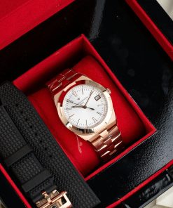 Đồng hồ Vacheron Constantin Overseas Dual Time 4500V mạ vàng hồng mặt trắng Rep 11 cao cấp 41mm (2)