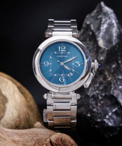 Đồng hồ Cartier Pasha De Cartier nam xanh Blue máy Nhật Fake giá rẻ 41mm
