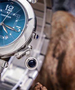 Đồng hồ Cartier Pasha De Cartier nam xanh Blue máy Nhật Fake giá rẻ 41mm