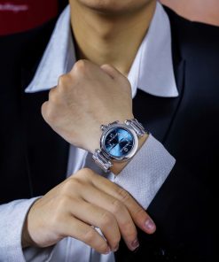 Đồng hồ Cartier Pasha De Cartier nam xanh Blue máy Nhật Fake giá rẻ 41mm