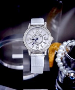 Đồng hồ Franck Muller Opera Infinity Ronde Đính Đá Dây Da Trắng Fake Cao Cấp 37mm