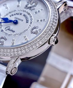 Đồng hồ Franck Muller Opera Infinity Ronde Đính Đá Dây Da Trắng Fake Cao Cấp 37mm