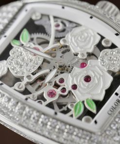 Đồng hồ Franck Muller V32 Replica 11 màu trắng mặt hoạ tiết hoa 36mm (2)