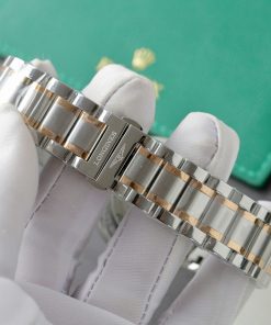 Đồng hồ Longines Fake Thụy Sỹ demi vàng hồng mặt đen 38 (1)