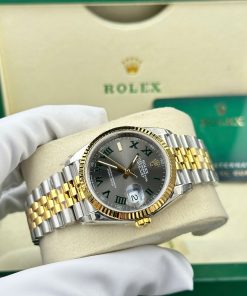 Đồng hồ Rolex DateJust 126231 Rep 11 mặt số wimbledon màu demi vàng gold nhà máy VS 36mm (2)