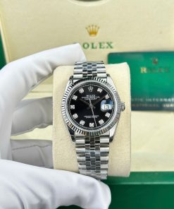Đồng hồ Rolex DateJust 126234 Replica 11 mặt đen cọc số đính đá nhà máy VS 36mm (2)