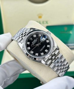 Đồng hồ Rolex DateJust 126234 Replica 11 mặt đen cọc số đính đá nhà máy VS 36mm (2)