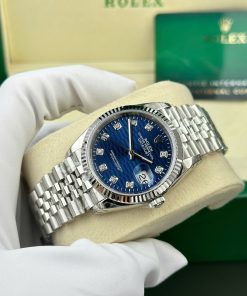 Đồng hồ Rolex DateJust 126234 Replica 11 mặt nếp gấp màu xanh blue nhà máy VS 36mm (2)