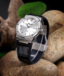 Đồng hồ Salvatore Ferragamo F80 Classic nam dây cao su mặt trắng Fake 11