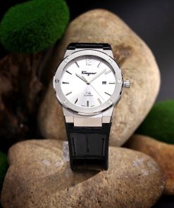 Đồng hồ Salvatore Ferragamo F80 Classic nam dây cao su mặt trắng Fake 11
