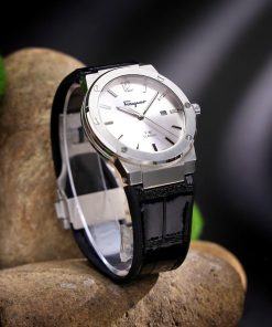 Đồng hồ Salvatore Ferragamo F80 Classic nam dây cao su mặt trắng Fake 11