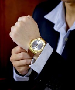 Đồng hồ Salvatore Ferragamo F80 Classic nam dây da nâu mặt trắng Fake 11 40mm