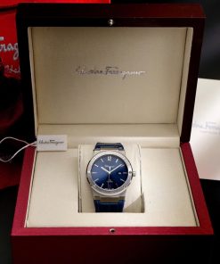 Đồng hồ Salvatore Ferragamo F80 Classic nam xanh Blue dây da Fake 11 40mm