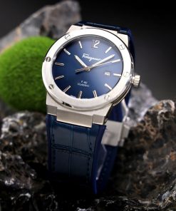 Đồng hồ Salvatore Ferragamo F80 Classic nam xanh Blue dây da Fake 11 40mm