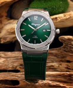 Đồng hồ Salvatore Ferragamo F80 Classic nam xanh Green dây da Fake 11 40mm