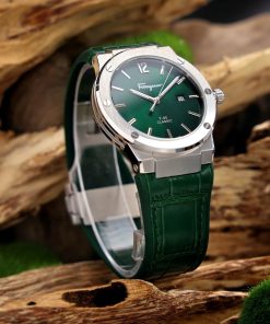 Đồng hồ Salvatore Ferragamo F80 Classic nam xanh Green dây da Fake 11 40mm
