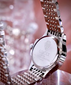 Đồng hồ Gucci G-Timeless nữ mặt xanh green dây kim loại Like Auth 27mm (9)