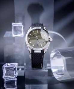 Đồng hồ Omega Seamaster nam dây cao su mặt xanh rêu máy cơ Nhật 41mm