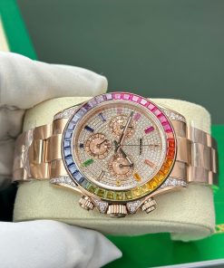 Đồng hồ Rolex Daytona Rainbow nam dây kim loại đính đá xưởng BT Replica 40mm (2)