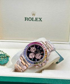 Đồng hồ Rolex Daytona Rainbow nam dây kim loại đính đá xưởng BT Replica 40mm (10)