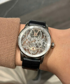 Đồng hồ Audemars Piguet Tourbillon Openworked 26600 Replica 11 dây da màu đen 41mm (2)