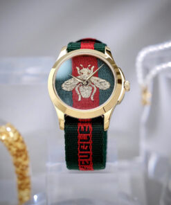 Đồng hồ Gucci Le Marche Des Hỏa Tiết Con Ong Dây Vải Like Auth 38mm