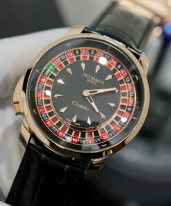 Đồng hồ Jacob & Co Casino Roulette Replica 11 mạ vàng hồng dây da màu đen 44mm (2)