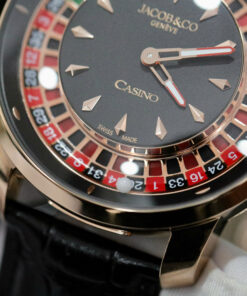 Đồng hồ Jacob & Co Casino Roulette Replica 11 mạ vàng hồng dây da màu đen 44mm (2)