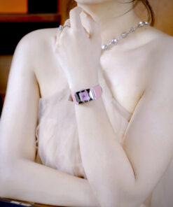 Đồng hồ Omega Constellation Quadra Quartz Dây Da Hồng Mặt Xà Cừ Fake Cao Cấp 22x28mm