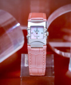 Đồng hồ Omega Constellation Quadra Quartz Dây Da Hồng Mặt Xà Cừ Fake Cao Cấp 22x28mm
