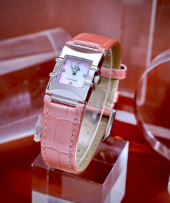 Đồng hồ Omega Constellation Quadra Quartz Dây Da Hồng Mặt Xà Cừ Fake Cao Cấp 22x28mm