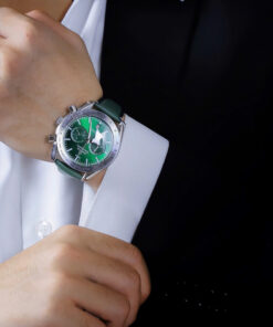 Đồng hồ Omega Speedmaster ’57 Chronograph Dây Da Xanh Green Fake 11 44mm