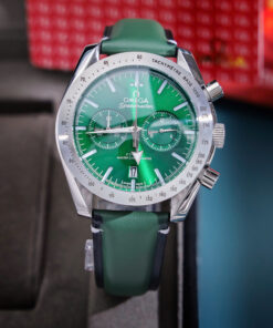 Đồng hồ Omega Speedmaster ’57 Chronograph Dây Da Xanh Green Fake 11 44mm