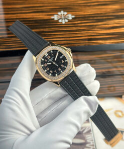 Đồng hồ Patek Philippe Aquanaut 5067 Replica 11 mạ vàng hồng mặt đen PPF 35 (2)