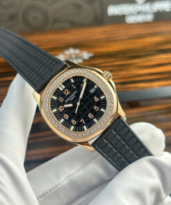 Đồng hồ Patek Philippe Aquanaut 5067 Replica 11 mạ vàng hồng mặt đen PPF 35 (2)