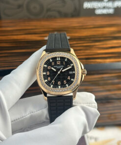 Đồng hồ Patek Philippe Aquanaut 5067 Replica 11 mạ vàng hồng mặt đen PPF 35 (2)