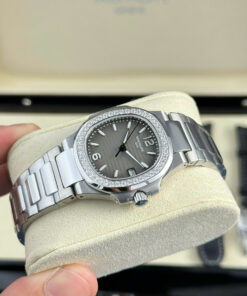 Đồng hồ Patek Philippe Nautilus 7010 Replica 11 mặt xám viền đính đá GRF 32mm (2)