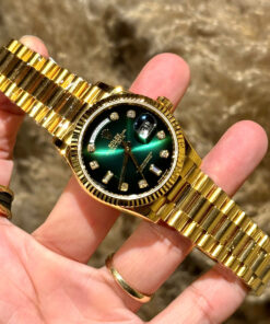 Đồng Hồ Rolex Day-Date Bọc Vàng Thật Mặt Màu Xanh Lá Cây 36mm (1)