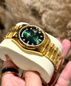 Đồng Hồ Rolex Day-Date Bọc Vàng Thật Mặt Màu Xanh Lá Cây 36mm (1)