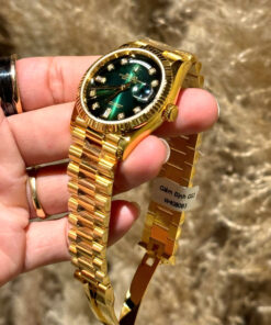 Đồng Hồ Rolex Day-Date Bọc Vàng Thật Mặt Màu Xanh Lá Cây 36mm (1)