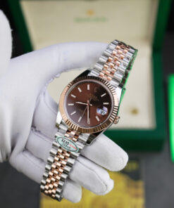Đồng hồ Rolex DateJust 126331 mặt chocolate cọc số dạ quang Replica 11 nhà máy Clean 41mm (2)